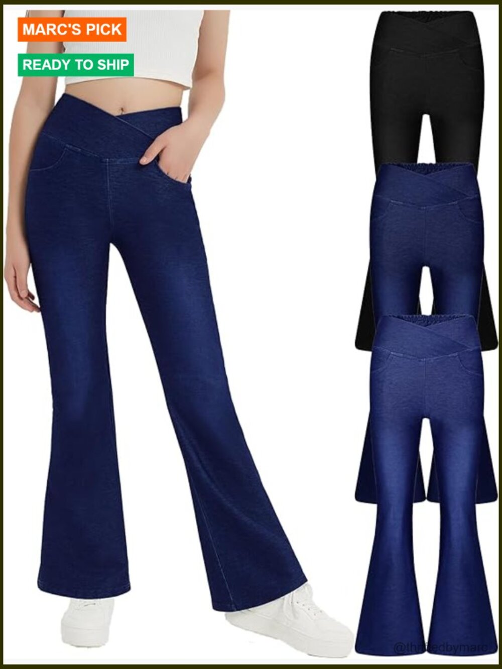 Girls High Waist Jeggings 3 Pack Skinny Flare Stretch Jeans School Pants